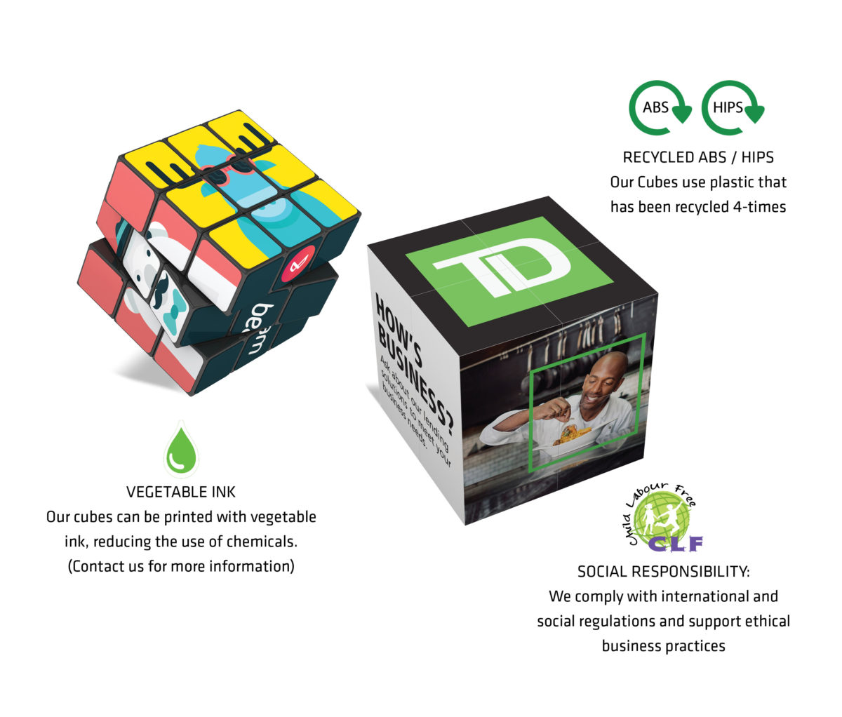 Our cubes are made from recycled material